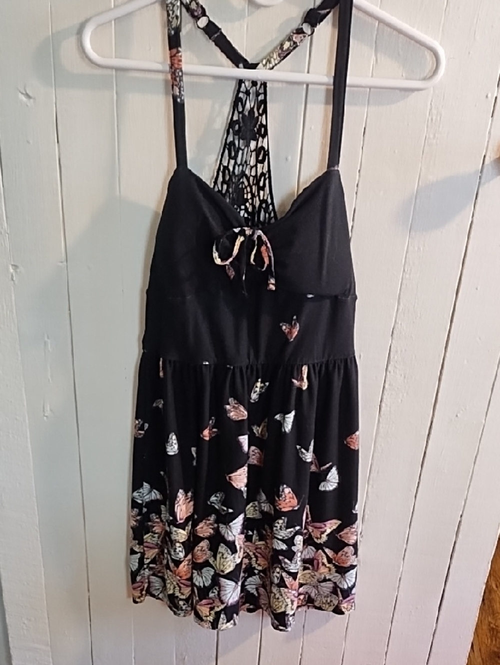 No Boundaries Black Lace-Back Top with Multicolor Accents